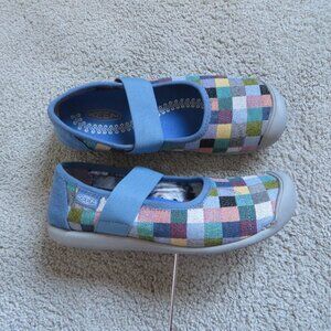 Keen Blue and Multicolor Checkered Flats